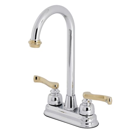 Kingston Brass KB8494FL Bar Faucet, Polished Chrome/Polished Brass KB8494FL